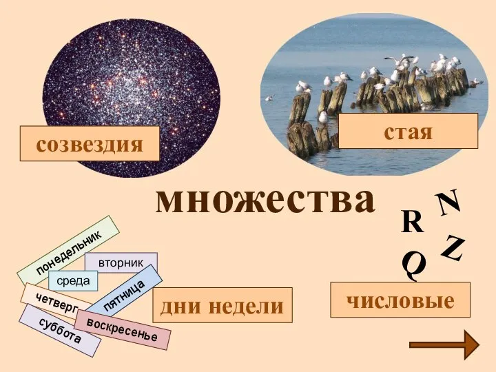 множества созвездия стая дни недели числовые