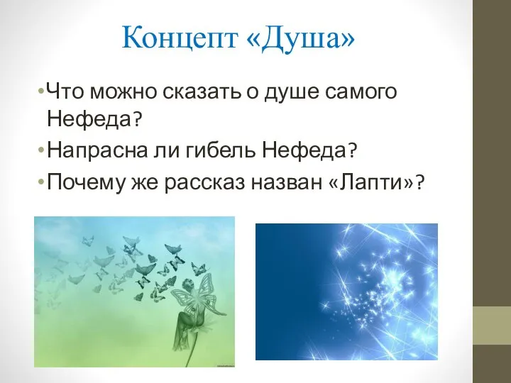 Концепт «Душа» Что можно сказать о душе самого Нефеда? Напрасна ли