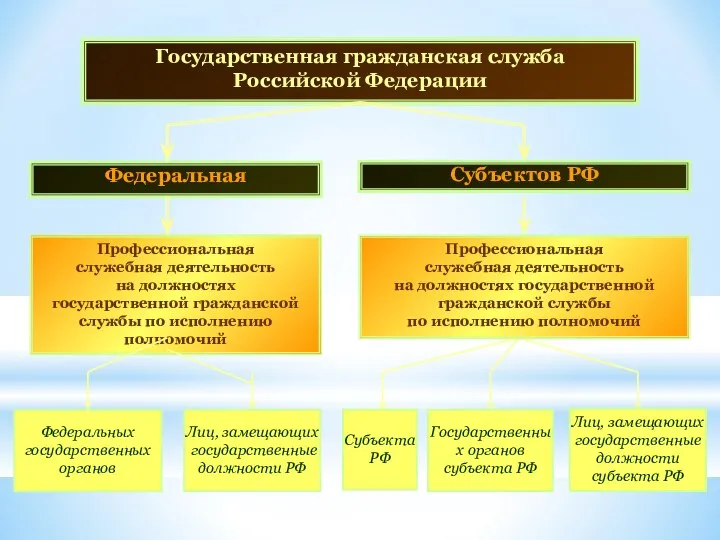 Государственная гражданская служба Российской Федерации Федеральная Профессиональная служебная деятельность на должностях