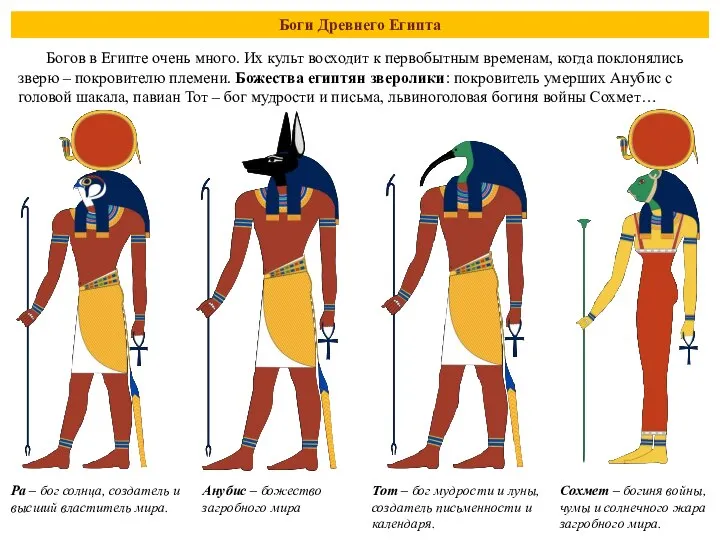 Боги Древнего Египта Богов в Египте очень много. Их культ восходит