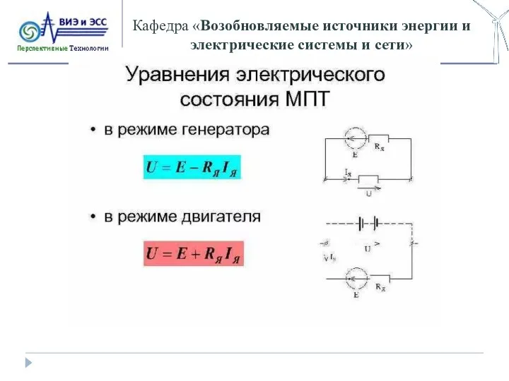 Кафедра «Возобновляемые источники энергии и электрические системы и сети»