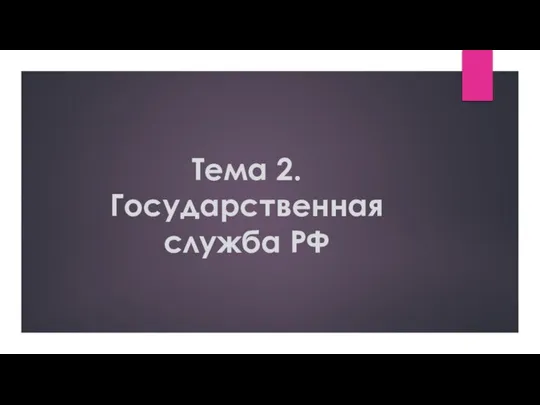 Тема 2. Государственная служба РФ