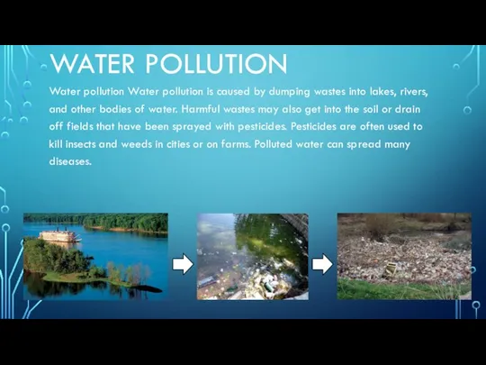 WATER POLLUTION Water pollution Water pollution is caused by dumping wastes