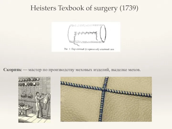 Heisters Texbook of surgery (1739) Скорняк — мастер по производству меховых изделий, выделке мехов.