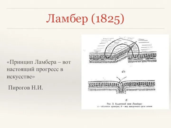 Ламбер (1825) «Принцип Ламбера – вот настоящий прогресс в искусстве» Пирогов Н.И.