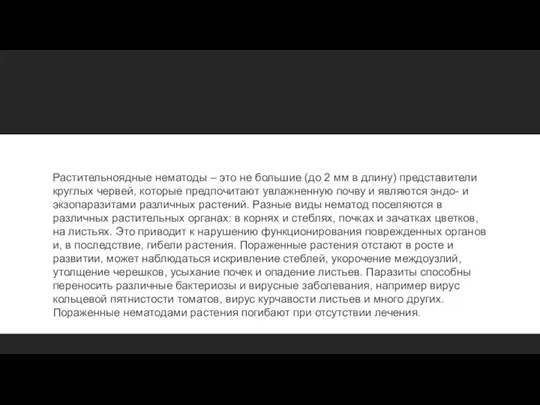 Растительноядные нематоды – это не большие (до 2 мм в длину)