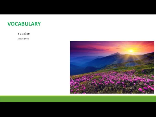 VOCABULARY sunrise рассвет