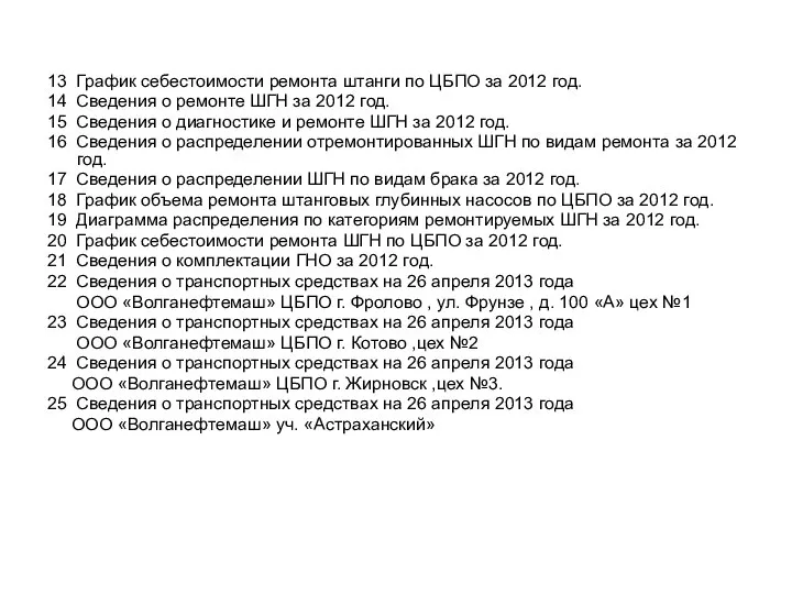 13 График себестоимости ремонта штанги по ЦБПО за 2012 год. 14