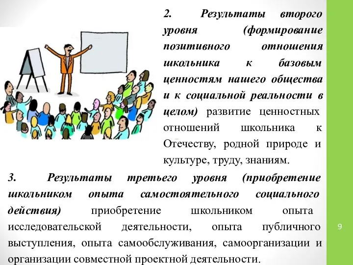 2. Результаты второго уровня (формирование позитивного отношения школьника к базовым ценностям