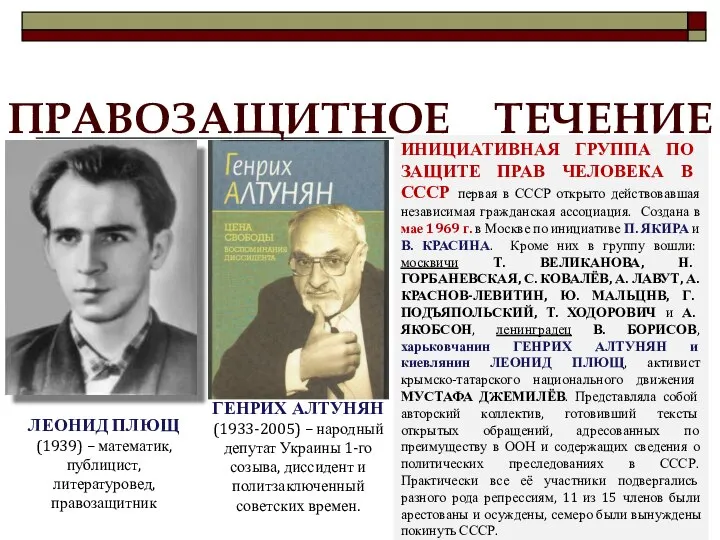 ПРАВОЗАЩИТНОЕ ТЕЧЕНИЕ ИНИЦИАТИВНАЯ ГРУППА ПО ЗАЩИТЕ ПРАВ ЧЕЛОВЕКА В СССР первая