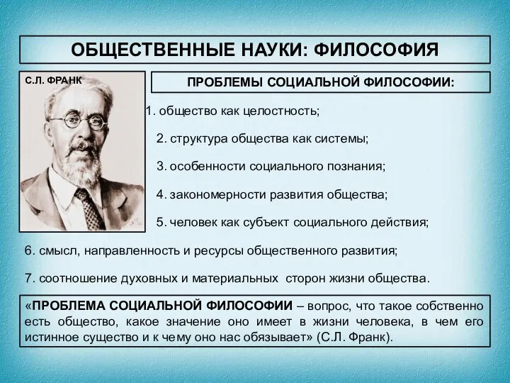 ОБЩЕСТВЕННЫЕ НАУКИ: ФИЛОСОФИЯ «ПРОБЛЕМА СОЦИАЛЬНОЙ ФИЛОСОФИИ – вопрос, что такое собственно