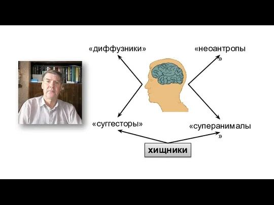 «диффузники» «неоантропы» «суперанималы» «суггесторы» хищники