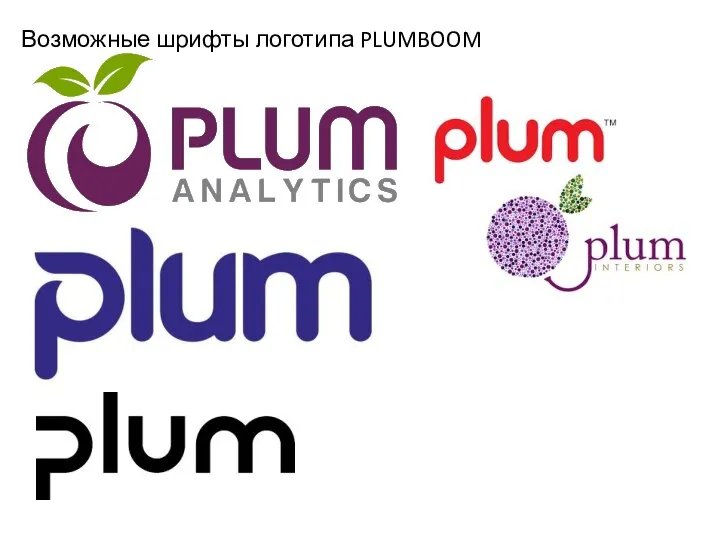 Возможные шрифты логотипа PLUMBOOM