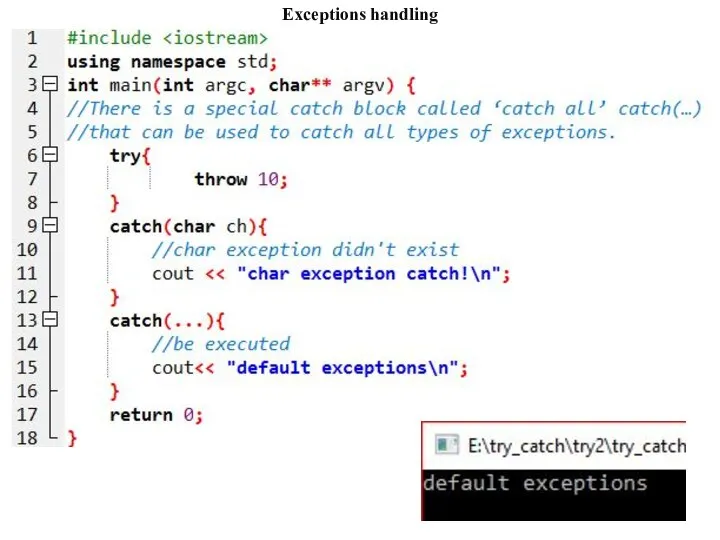 Exceptions handling