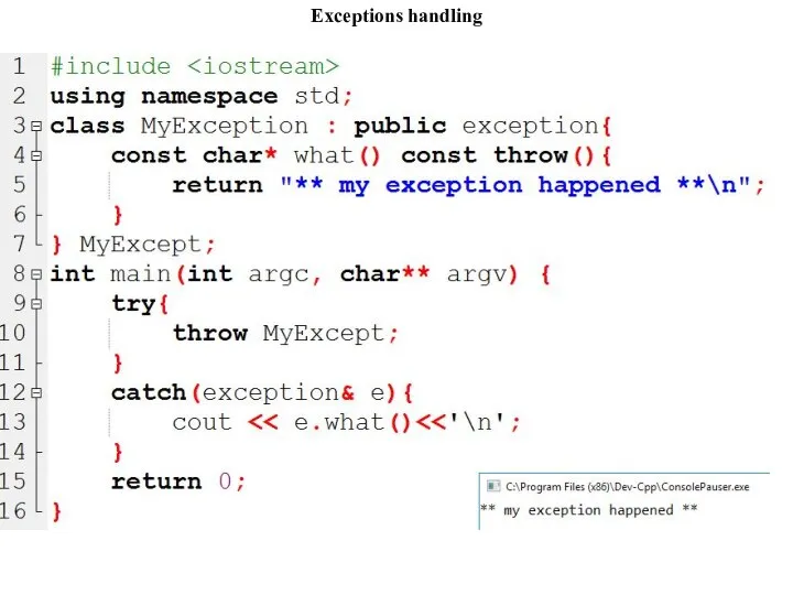 Exceptions handling