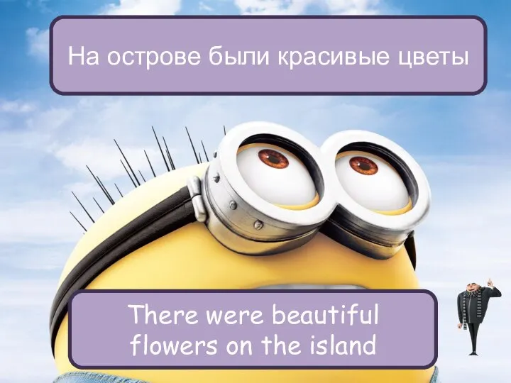 На острове были красивые цветы There were beautiful flowers on the island