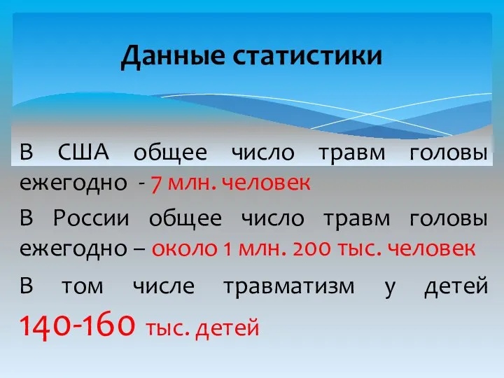 В США общее число травм головы ежегодно - 7 млн. человек