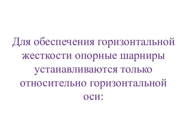 Для обеспечения горизонтальной жесткости опорные шарниры устанавливаются только относительно горизонтальной оси: