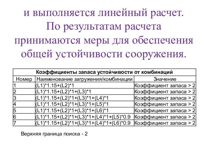 и выполняется линейный расчет. По результатам расчета принимаются меры для обеспечения