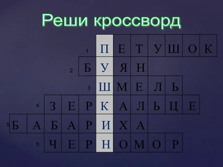 Реши кроссворд 5 1 2 3 4 6