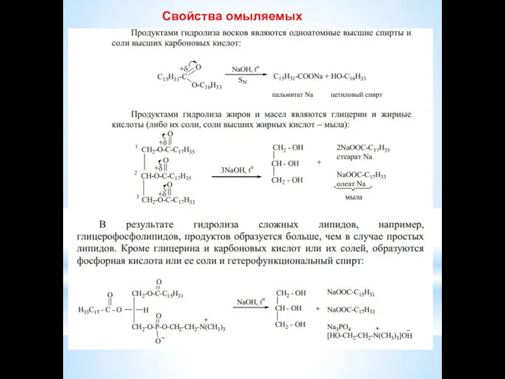 Свойства омыляемых липидов