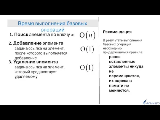 1. Поиск элемента по ключу x: 2. Добавление элемента задана ссылка