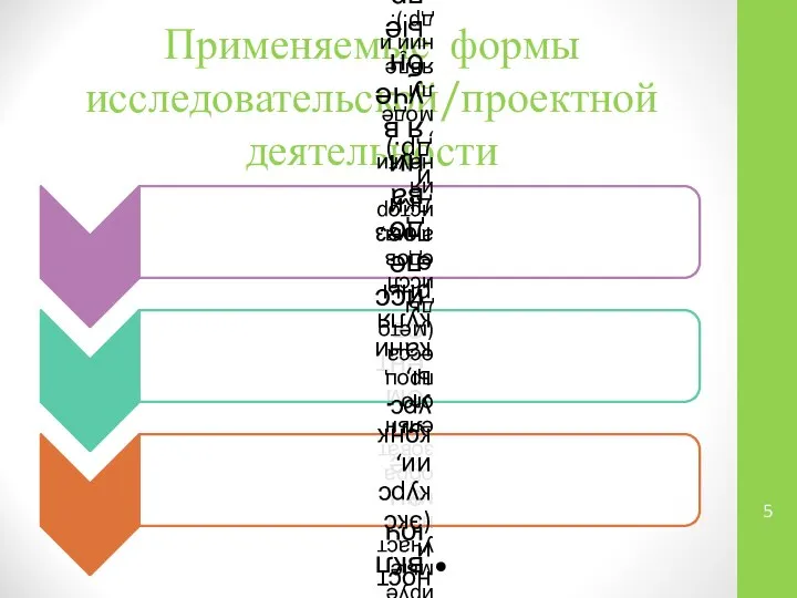 Применяемые формы исследовательской/проектной деятельности