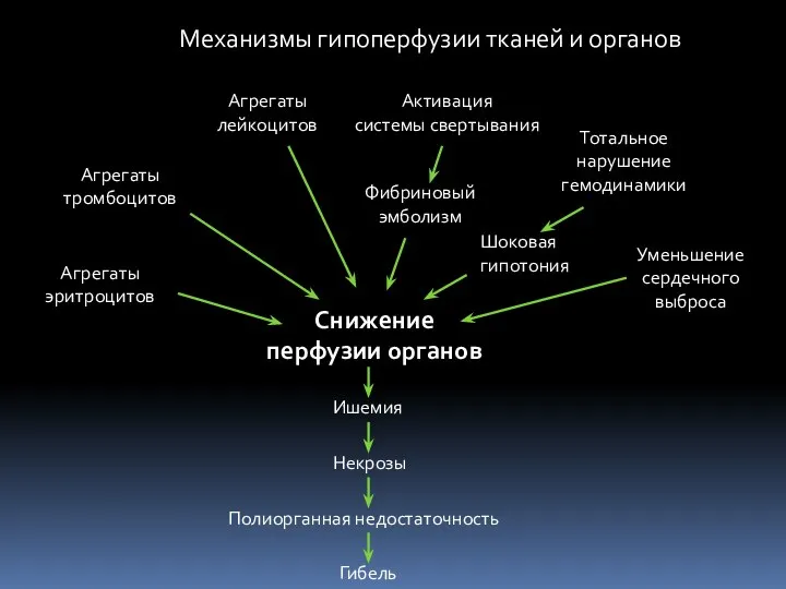 Агрегаты эритроцитов Агрегаты тромбоцитов Агрегаты лейкоцитов Фибриновый эмболизм Активация системы свертывания