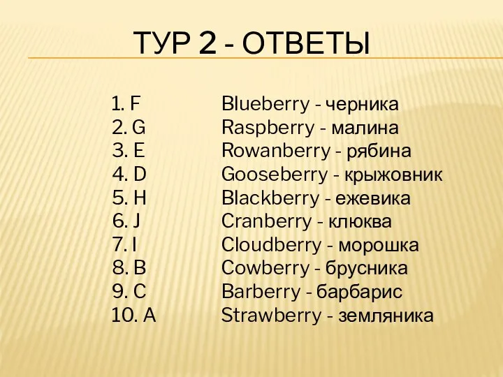 ТУР 2 - ОТВЕТЫ 1. F 2. G 3. E 4.