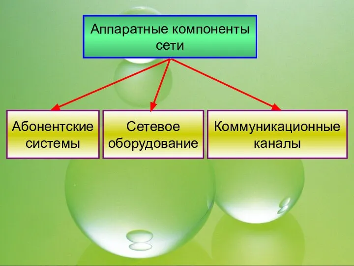 Аппаратные компоненты сети Сетевое оборудование Коммуникационные каналы Абонентские системы