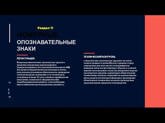 НОМЕРНЫЕ ОПОЗНАВАТЕЛЬНЫЕ ЗНАКИ Раздел 11