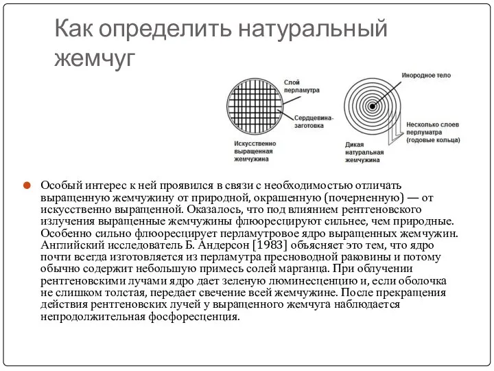 Как определить натуральный жемчуг Особый интерес к ней проявился в связи