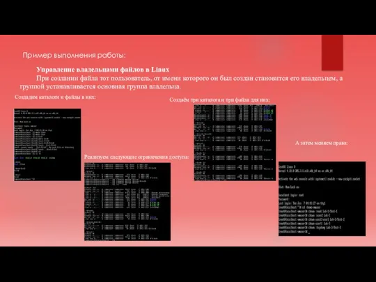 Пример выполнения работы: Управление владельцами файлов в Linux При создании файла