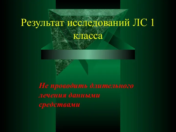 Результат исследований ЛС 1 класса Не проводить длительного лечения данными средствами