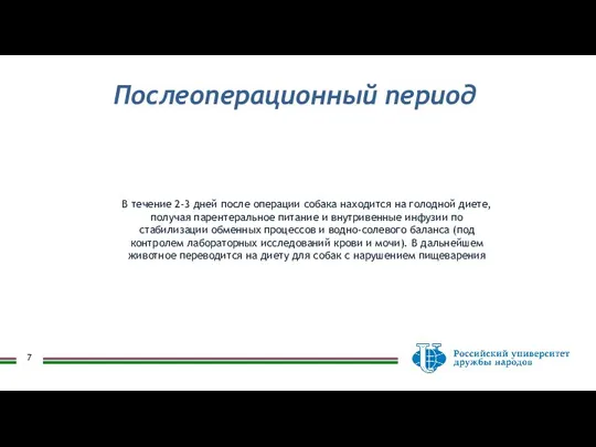 В течение 2-3 дней после операции собака находится на голодной диете,