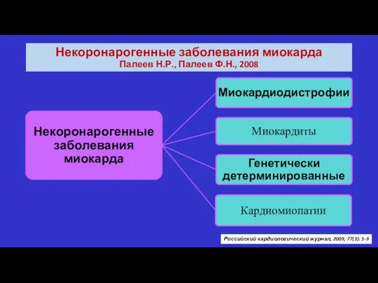 Некоронарогенные заболевания миокарда Палеев Н.Р., Палеев Ф.Н., 2008 Российский кардиологический журнал, 2009, 77(3): 5-9