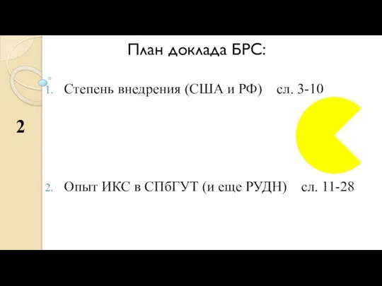 План доклада БРС: Степень внедрения (США и РФ) сл. 3-10 Опыт