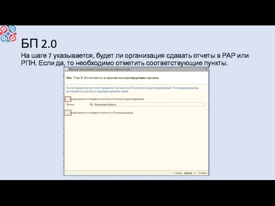 БП 2.0 На шаге 7 указывается, будет ли организация сдавать отчеты