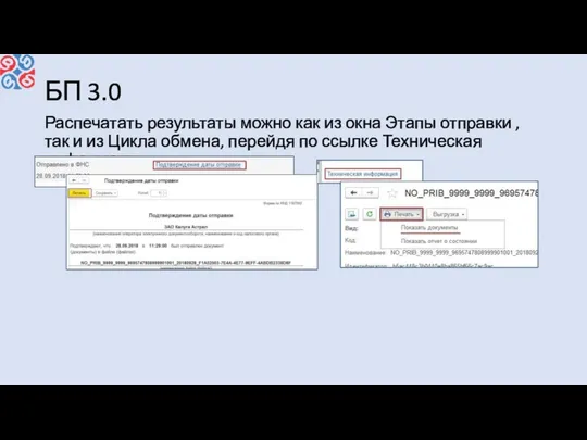 БП 3.0 Распечатать результаты можно как из окна Этапы отправки ,