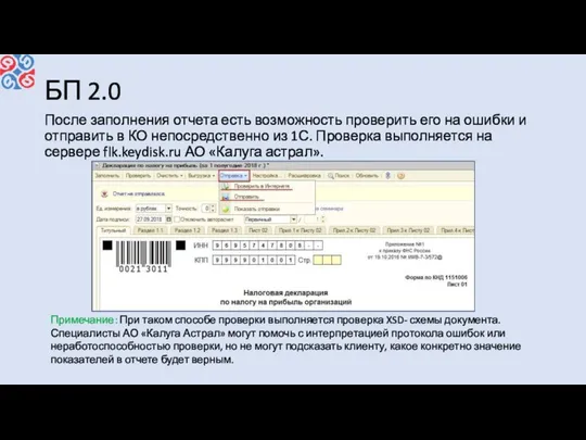 БП 2.0 После заполнения отчета есть возможность проверить его на ошибки