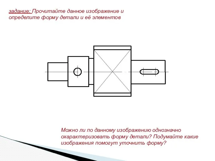 задание: Прочитайте данное изображение и определите форму детали и её элементов