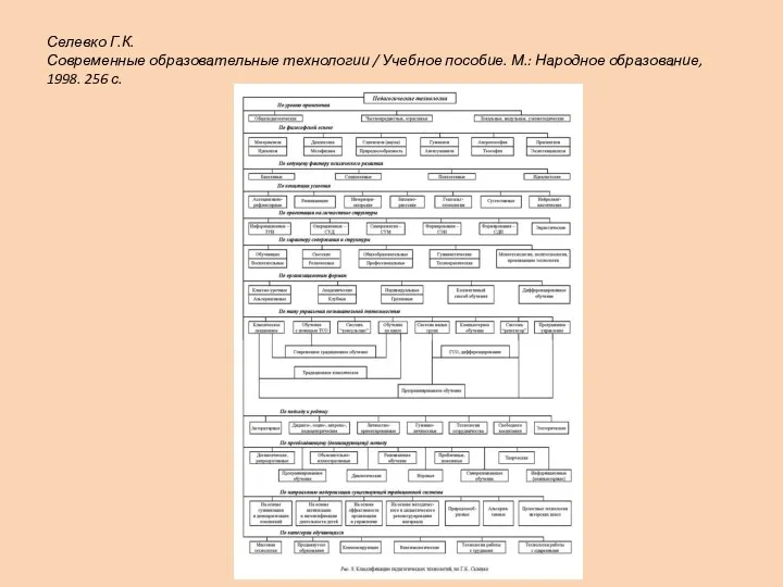 Селевко Г.К. Современные образовательные технологии / Учебное пособие. М.: Народное образование, 1998. 256 с.