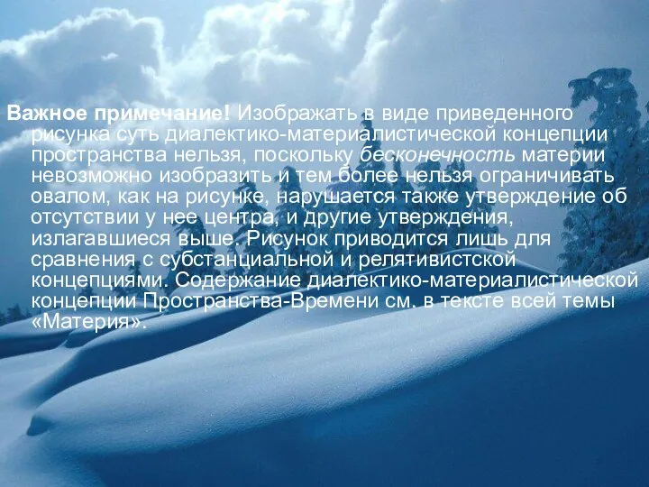 Важное примечание! Изображать в виде приведенного рисунка суть диалектико-материалистической концепции пространства