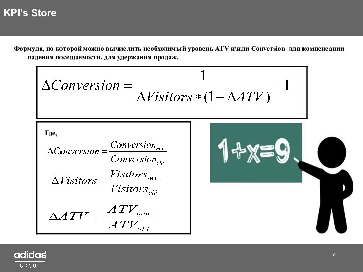 KPI’s Store Формула, по которой можно вычислить необходимый уровень ATV и\или