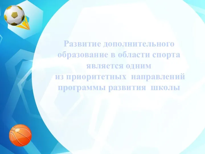 Развитие дополнительного образование в области спорта является одним из приоритетных направлений программы развития школы