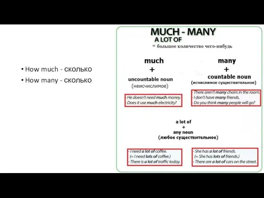 How much - сколько How many - сколько