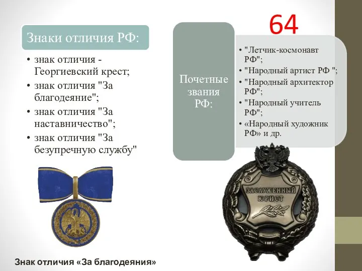 64 Знак отличия «За благодеяния»