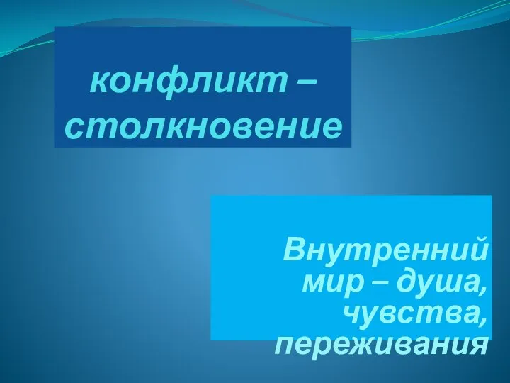 конфликт – столкновение Внутренний мир – душа, чувства, переживания