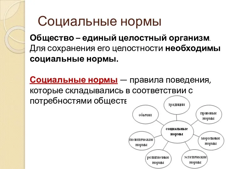 Общество – единый целостный организм. Для сохранения его целостности необходимы социальные