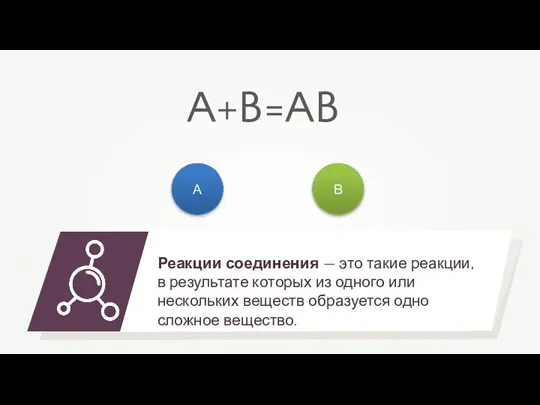 Реакции соединения — это такие реакции, в результате которых из одного